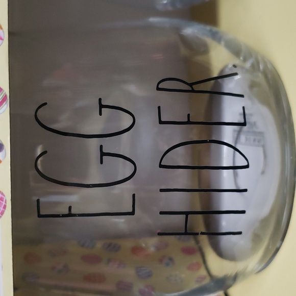 Rae Dunn NWT "Egg Hider" and "Egg Finder" Set/2 Stemless Wine Glasses - Picture 2 of 6